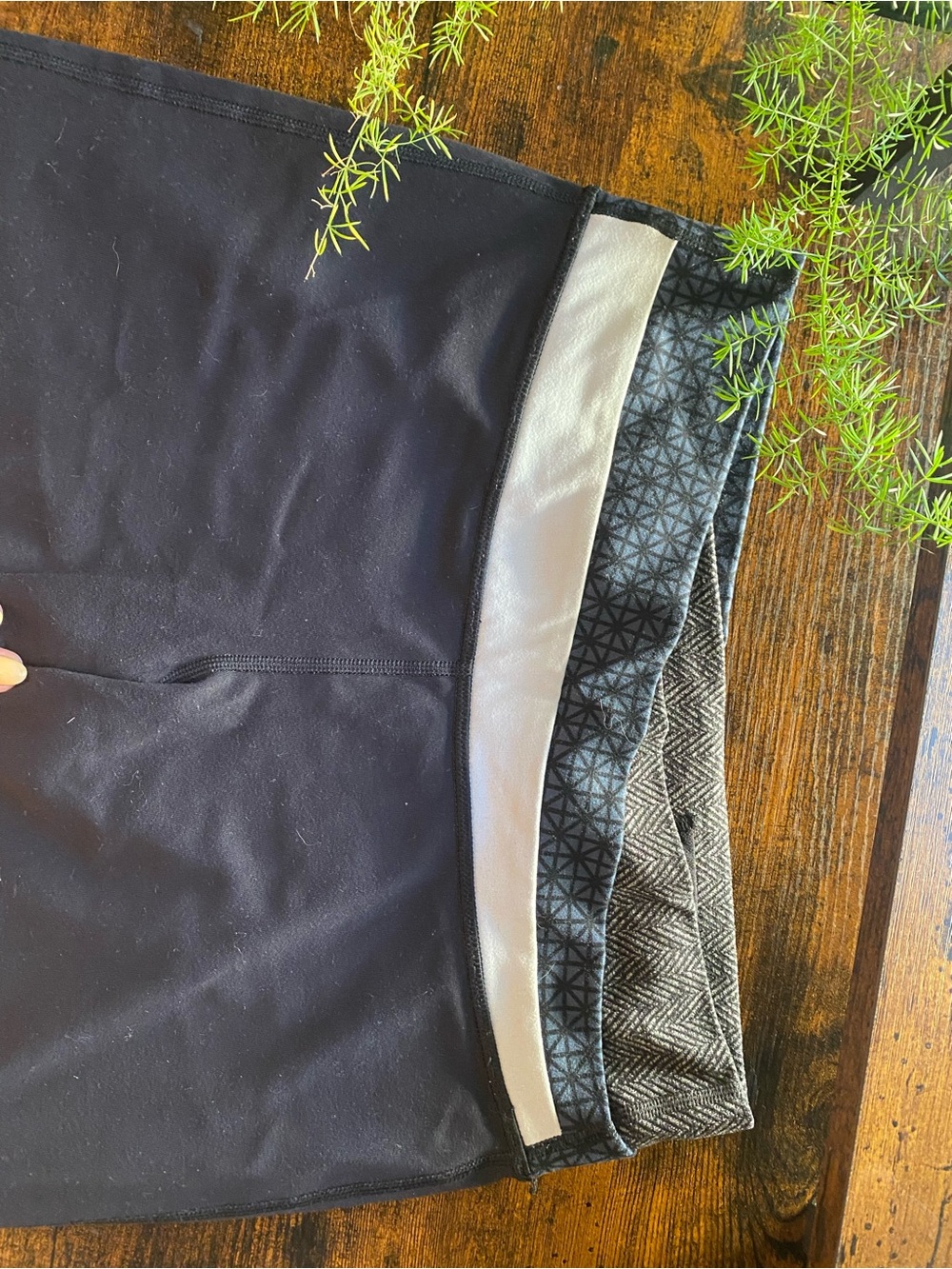 lululemon athletica Black Wide Leg Pants with Blue & Gray Wrapped Waistband
